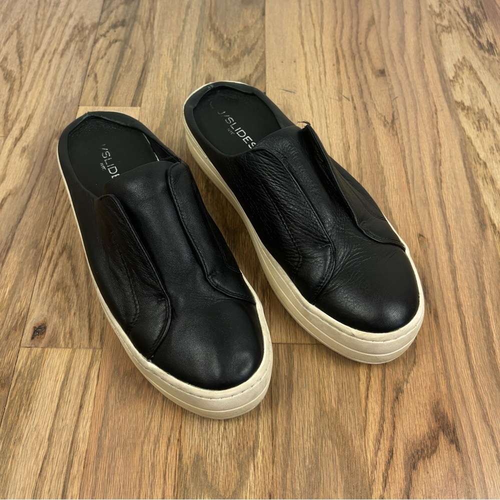 J Slide Slip On Shoes Black Leather 8